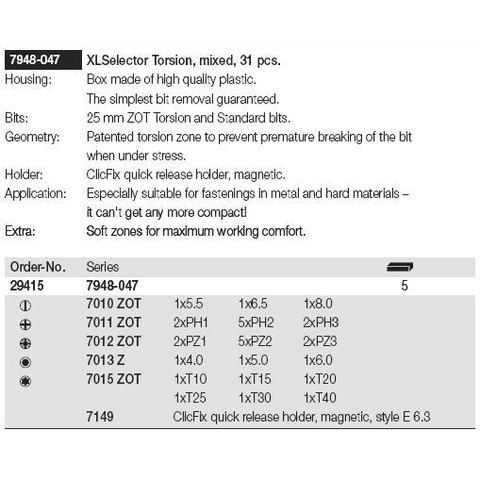Bộ đầu bits kết hợp 29415