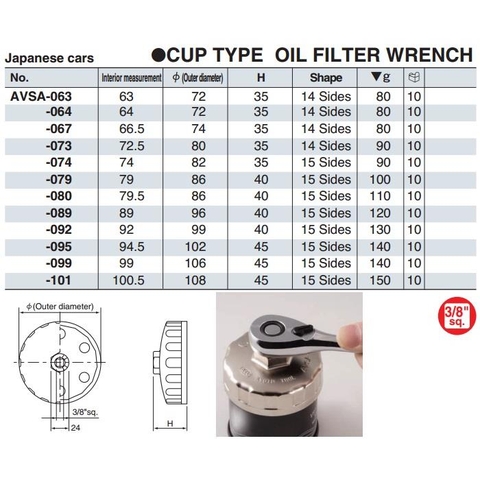 Vam tháo cốc lọc dầu KTC AVSA