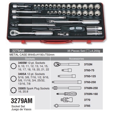 Bộ đầu tuýp Koken 3/8 inch 3279AM