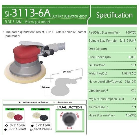 Máy chà nhám tròn SI-3113-6AM