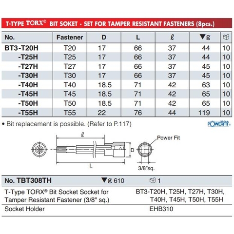 Đầu bits sao có lỗ khẩu 3/8 BT3