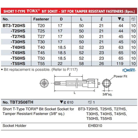 Đầu bits sao có lỗ khẩu 3/8 BT3
