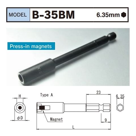 Đầu bits khẩu từ tính B-35BM