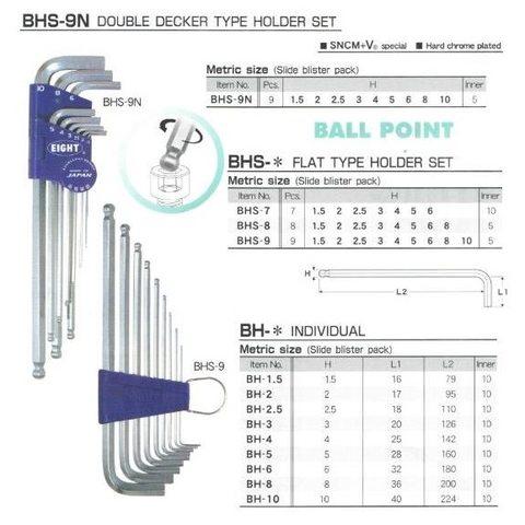 Bộ lục giác đầu bi Eight BHS-9NP