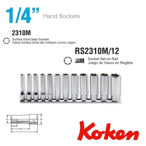 Bộ đầu khẩu Koken 1/4 inch RS2310M/12