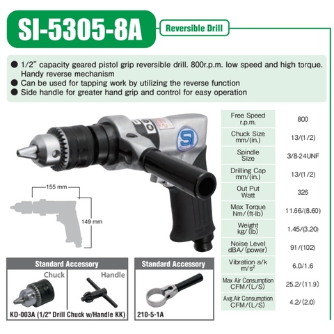 Máy khoan Shinano 1/2 inch SI-5305-8A