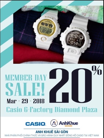 Săn đồng hồ CASIO giảm giá tới 20% tại Diamond Plaza