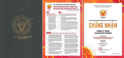 Công ty Cá Sấu Huy Hoàng đạt chứng nhận Hàng Việt Nam chất lượng cao 2020