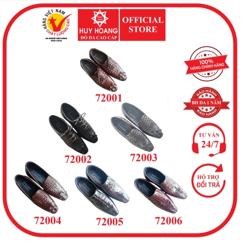 Giày tăng chiều cao da cá sấu màu đen, nâu đất HD72001-006