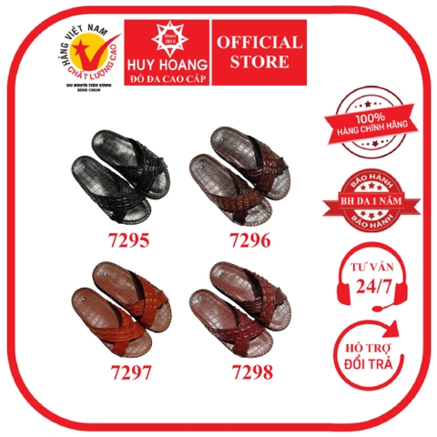 Dép nam Huy Hoàng da cá sấu 2 quai xéo nhiều màu HD7295-96-97-98