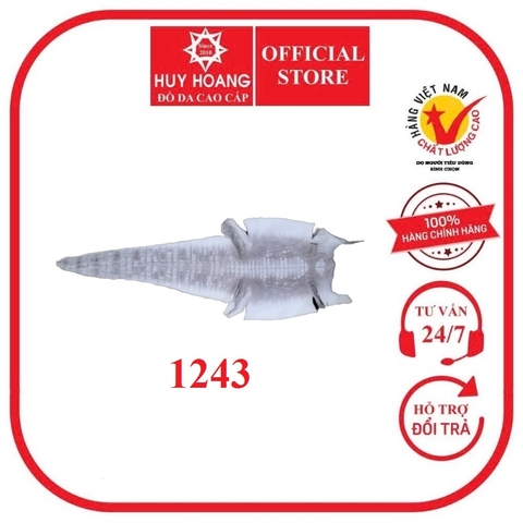 Da thuộc da cá sấu mổ bụng màu bạch tạng HD1243