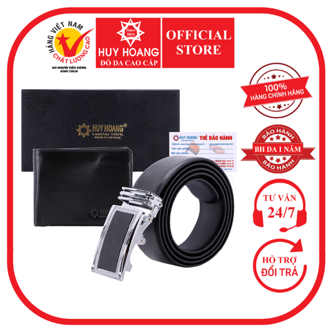 Bóp nam & Dây nịt nam da bò màu đen HD2102-HD4111