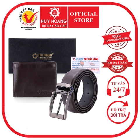 Bóp nam & Dây nịt nam da bò màu nâu HD2103-HD4130