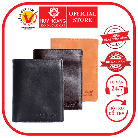 Ví nam da bò kiểu đứng da, đen, nâu HD2107-08-09