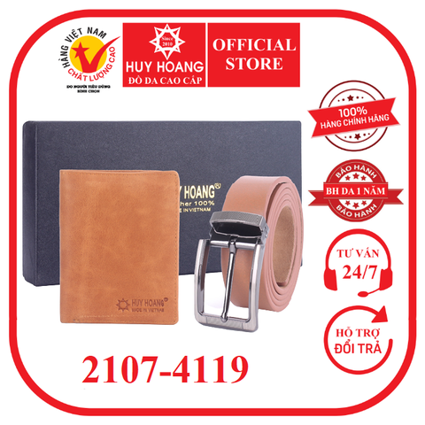 Bóp & Dây nịt nam da bò màu da HD2107-HD4119