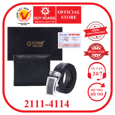 Bóp nam & Dây nịt nam da bò màu đen HD2111-HD4114
