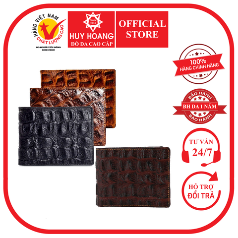 Bóp nam vân cá sấu lớn màu vàng bò, đen, nâu đất, nâu đỏ HD2116-17-18-48