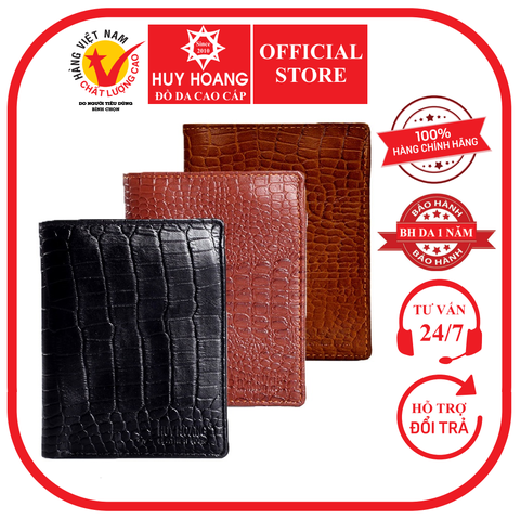 Ví nam da vân cá sấu kiểu đứng màu da, đen, nâu HD2119-20-21