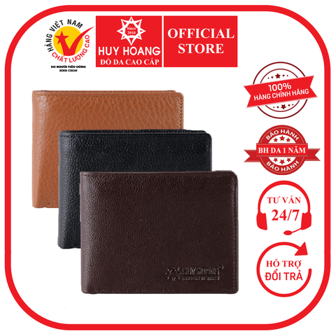 Bóp nam Huy Hoàng da bò mini màu da, đen, nâu HD2125-26-27