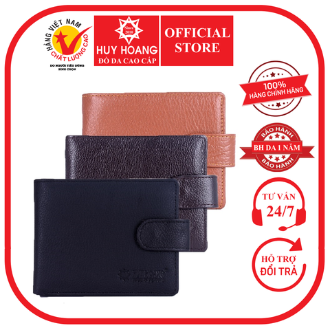 Ví nam da bò bấm nút màu da, đen, nâu HD2141-42-43