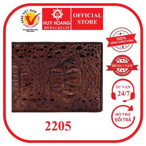 Bóp nam Huy Hoàng da cá sấu nguyên con màu nâu đỏ HD2205
