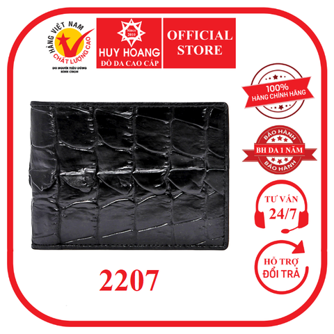 Bóp nam Huy Hoàng da cá sấu gai đuôi màu đen HD2207