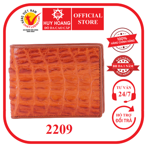 Bóp nam da cá sấu gai đuôi màu vàng bò HD2209