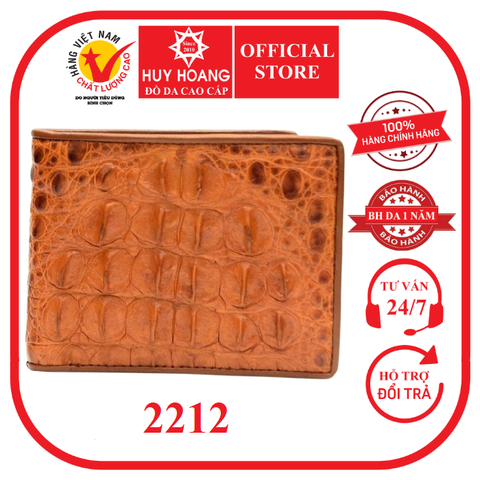 Bóp nam da cá sấu gai lưng màu vàng bò HD2212