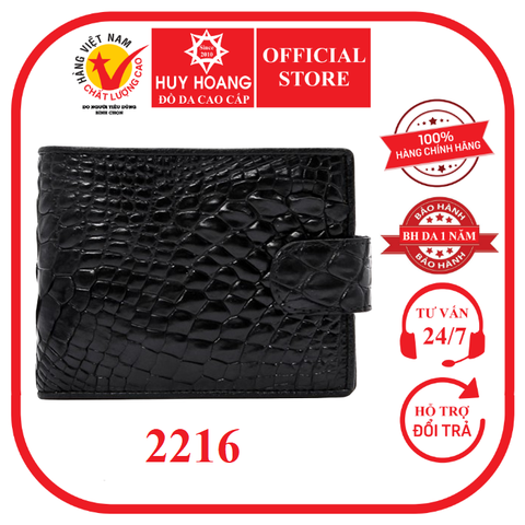 Bóp nam da cá sấu nút bấm màu đen HD2216