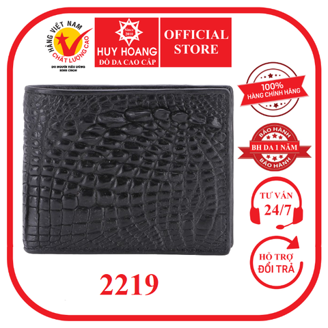 Bóp nam da cá sấu ngăn sau màu đen HD2219