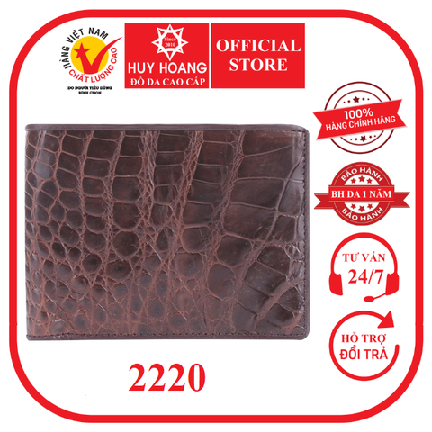 Bóp nam da cá sấu ngăn sau màu nâu đất HD2220