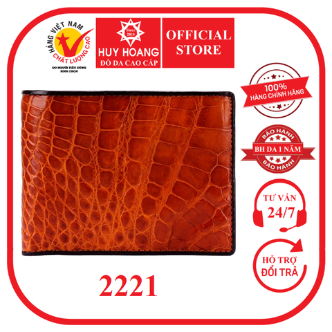 Bóp nam da cá sấu ngăn sau màu vàng bò HD2221