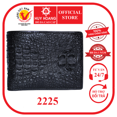 Bóp nam da cá sấu nguyên con nhỏ màu đen HD2225