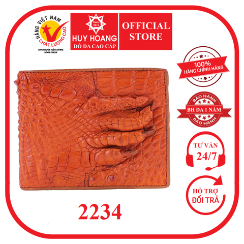 Bóp nam da cá sấu gù chân màu vàng bò HD2234