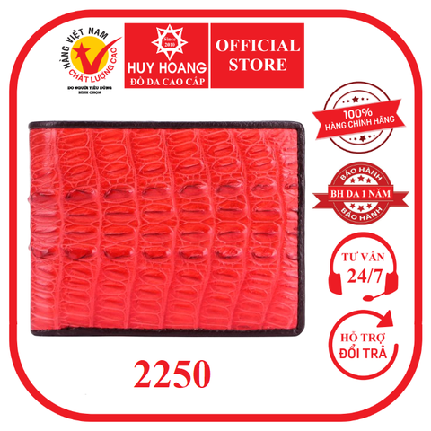 Bóp nam da cá sấu gai đuôi màu đỏ HD2250