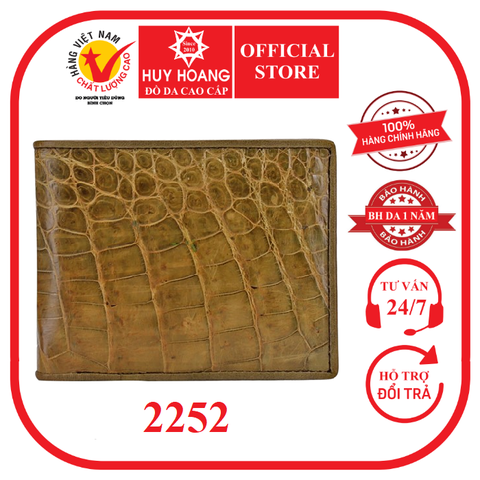 Bóp nam da cá sấu da bụng màu rêu HD2252