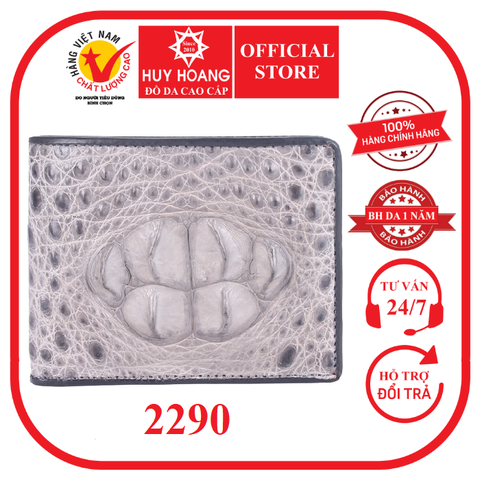 Bóp nam Huy Hoàng da cá sấu gù đầu màu xám HD2290