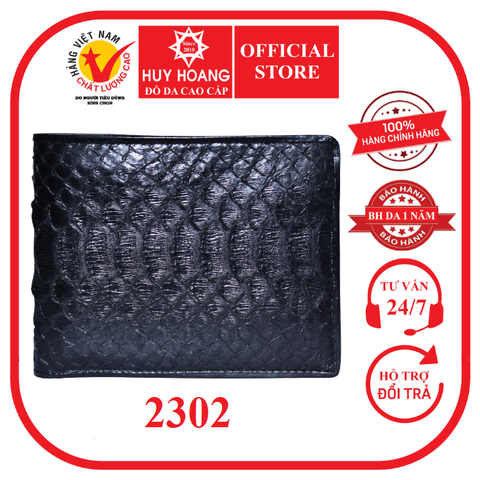 Bóp nam da trăn Huy Hoàng màu đen HD2302