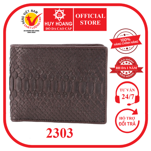 Bóp nam da trăn Huy Hoàng màu nâu HD2303