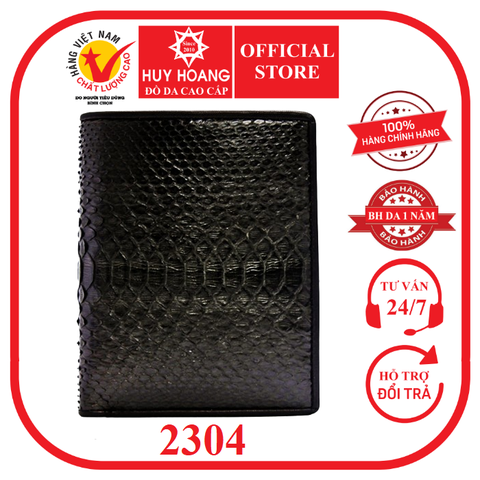 Bóp nam da trăn Huy Hoàng kiểu đứng màu đen HD2304