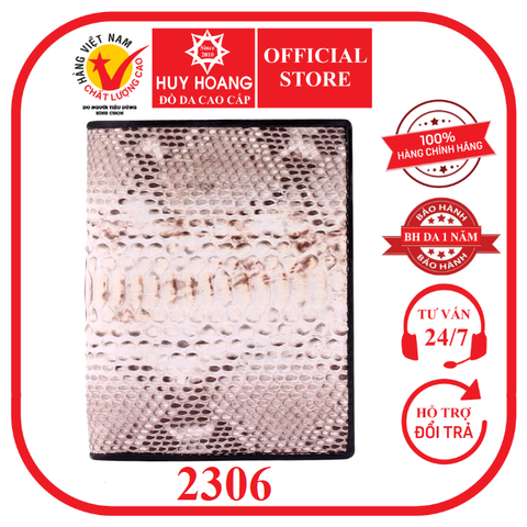 Bóp nam da trăn Huy Hoàng kiểu đứng màu trắng HD2306