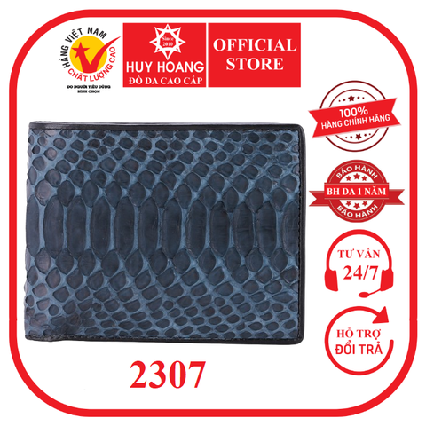 Bóp nam Huy Hoàng da trăn màu xanh đậm HD2307