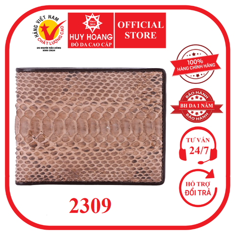 Bóp nam da trăn màu nâu hồng HD2309