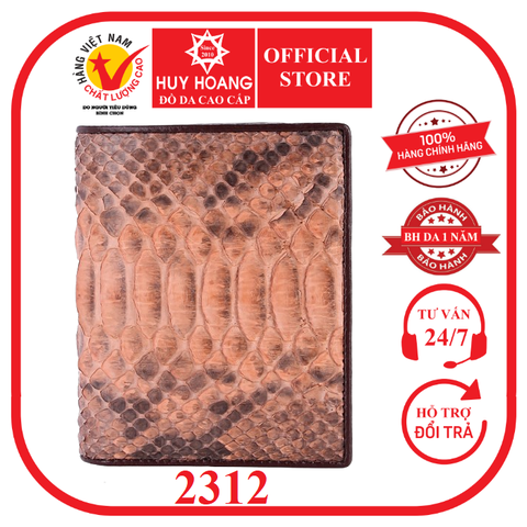 Bóp nam da trăn kiểu đứng màu nâu hồng HD2312