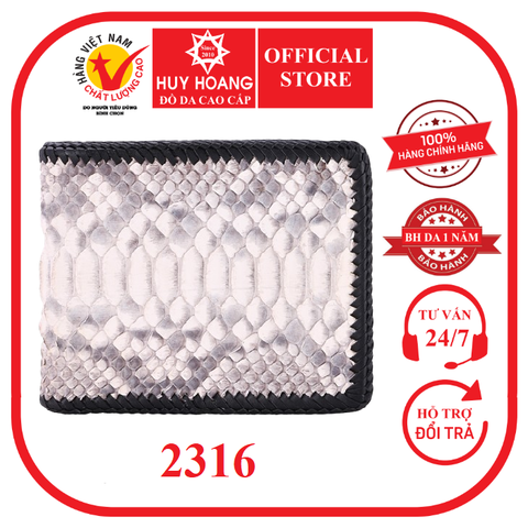 Bóp nam da trăn đan viền màu trắng HD2316