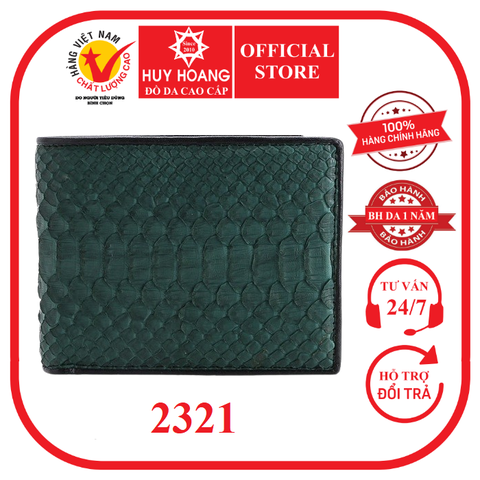 Bóp nam Huy Hoàng da trăn màu xanh rêu HD2321