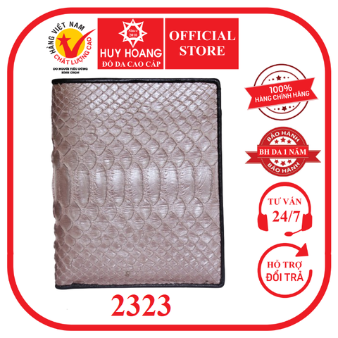 Bóp nam Huy Hoàng da trăn kiểu đứng màu hồng nhạt HD2323