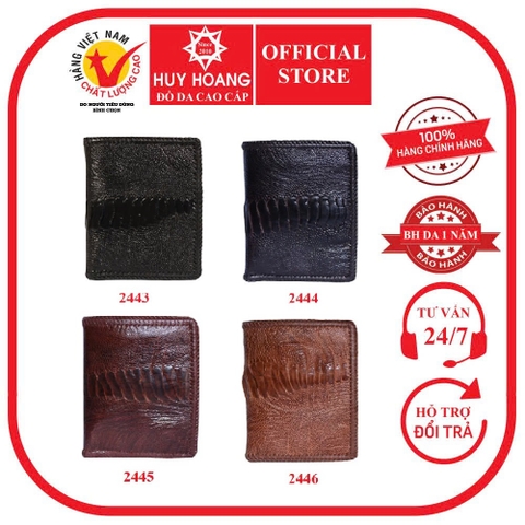 Ví nam da đà điểu da chân đan viền kiểu đứng nhiều màu HD2443-44-45-46