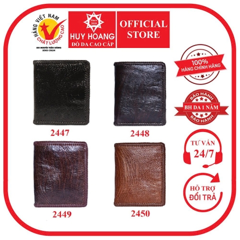Ví nam da đà điểu da trơn đan viền kiểu đứng nhiều màu HD2447-48-49-50