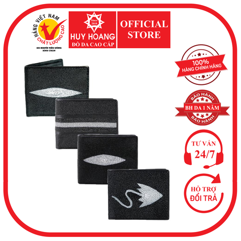 Bóp nam da cá đuối nhiều loại màu đen HD2501-02-03-04